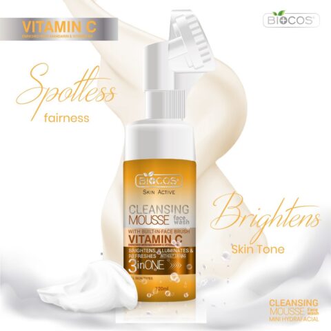 Vitamin C Facial Cleansing Mousse Face Wash with Built-in Face Brush