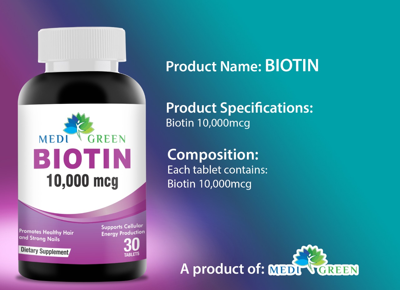 Biotin 10000 mcg - Medi Green Mart