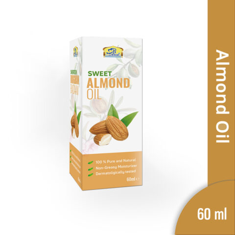100% Pure Sweet Almond Oil, Rich in Vitamin-E for Healthy Skin, Hair and Body - 60ml