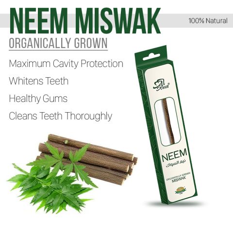 100% Natural Neem Miswak - Neem Toothbrush - Organic Neem Chew Sticks